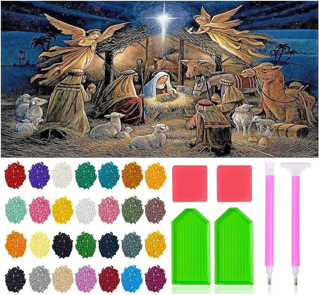 5D DIY Diamond Painting Kits for Adults, 15.8"x33.5" (Jesus Nativity)